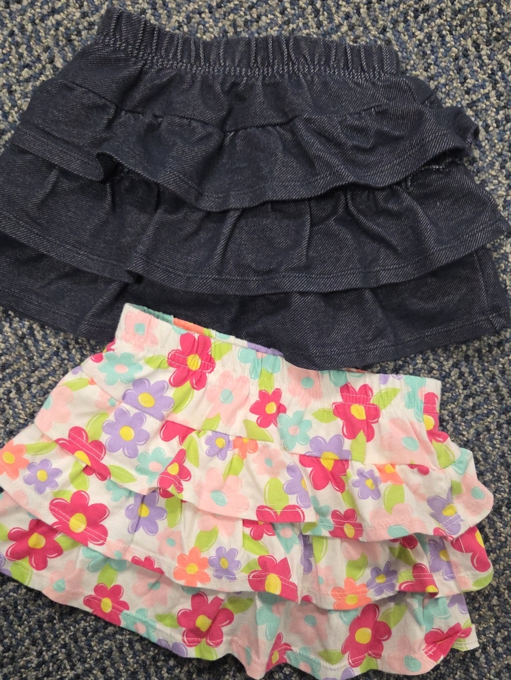 Garanimals Girls Ruffled Floral Skort & Navy Denim-Look Skort